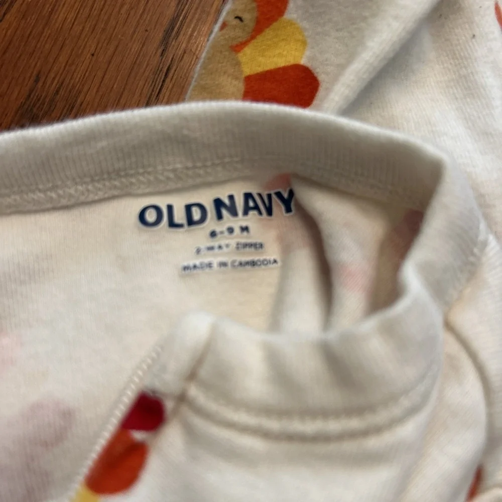 Old Navy Thanksgiving Turkey‎ Outfit Size 6-9 Months Girls Boys Unisex Zip (4)